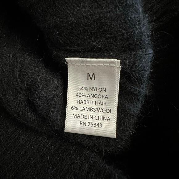 Aphorism Black Angora Rabbit Hair Wool Blend Cable Knit Sweater Medium - Picture 7 of 7